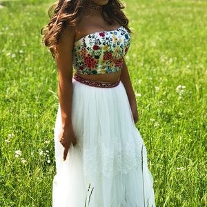 Sherri Hill white two piece prom dress